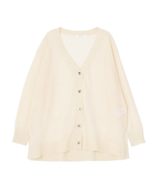 AMERICAN HOLIC メタルボタンシアーVネックカーディガン Ivory