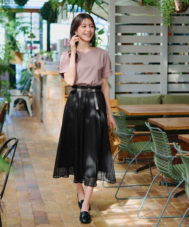 Tiaclasse 【UVケア・接触冷感】“あまラク” ハートネックカットソートップス ピンクモカ