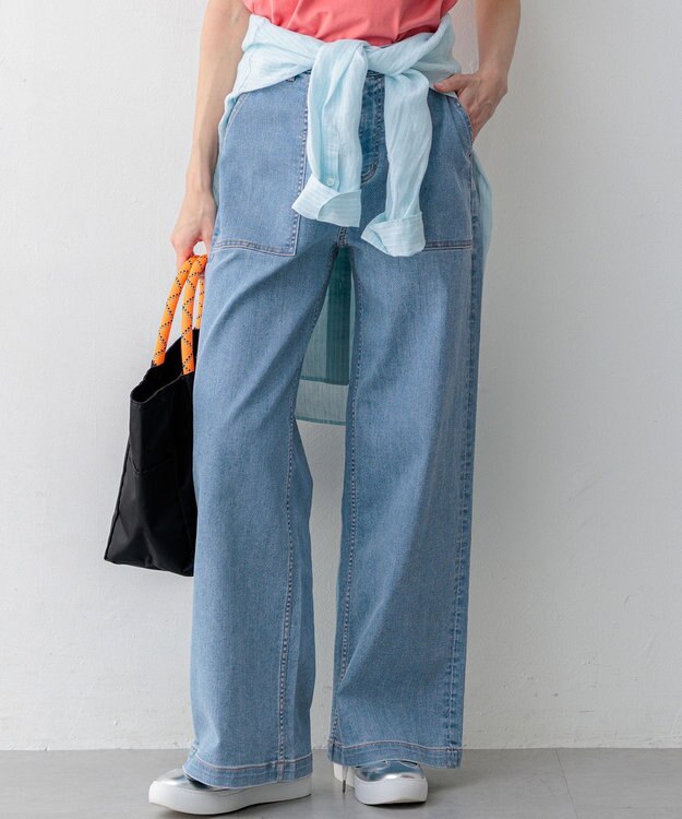 23区 L 【見上愛さん着用】23区 Summer DENIM ベイカーパンツ ブリーチ系
