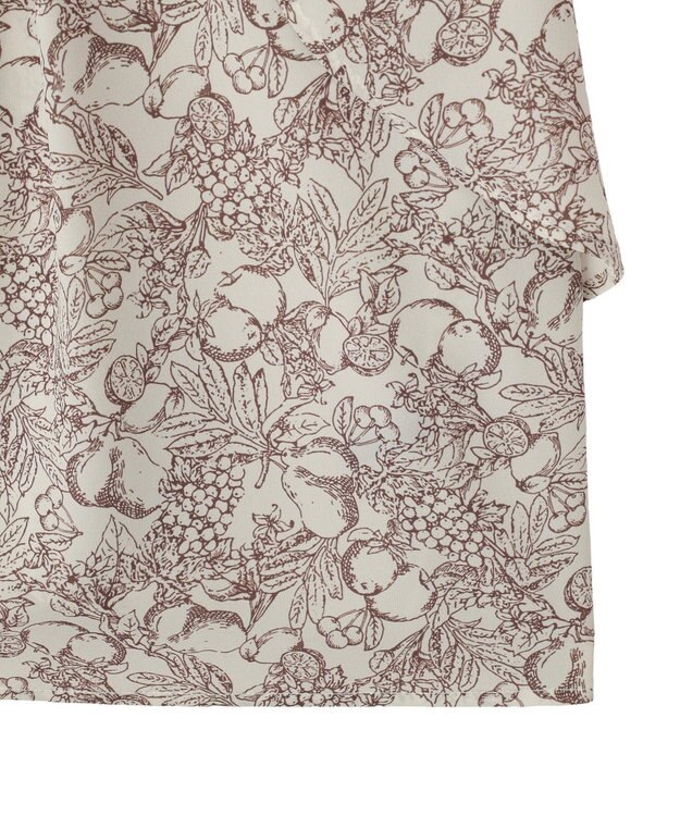 YECCA VECCA ラインフルーツ柄ラッフルブラウス Beige