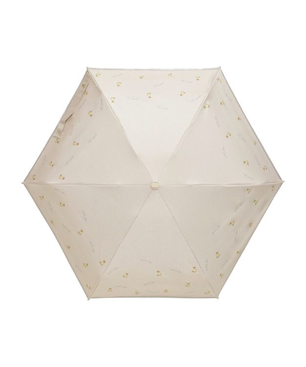 MOONBAT 【 遮光率100％/遮熱/UV/コンパクト】PAUL&JOE ACCESSOIRES(ポール&ジョー) 晴雨兼用日傘 ヌネット×ロゴ ネコ 5段折りたたみ傘 ベージュ