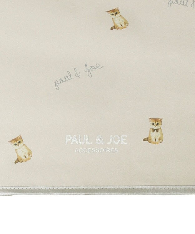 MOONBAT 【 遮光率100％/遮熱/UV/コンパクト】PAUL&JOE ACCESSOIRES(ポール&ジョー) 晴雨兼用日傘 ヌネット×ロゴ ネコ 5段折りたたみ傘 ベージュ