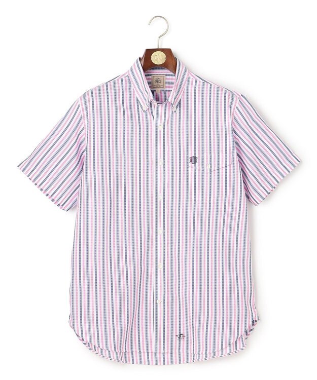 J.PRESS MEN 【Aero Weave】クールマックスサッカー ストライプ シャツ / B.D. ピンク系1