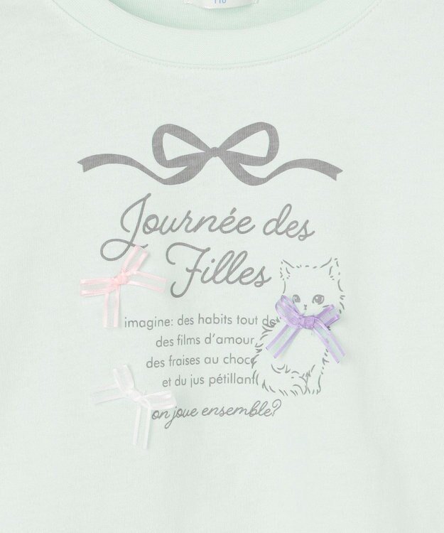 ANY KIDS 【綿100%】ロゴプリント 長袖Tシャツ ミント