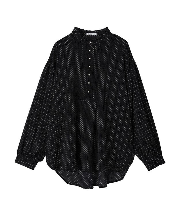 CRAFT STANDARD BOUTIQUE ピコフリルドットブラウス Black