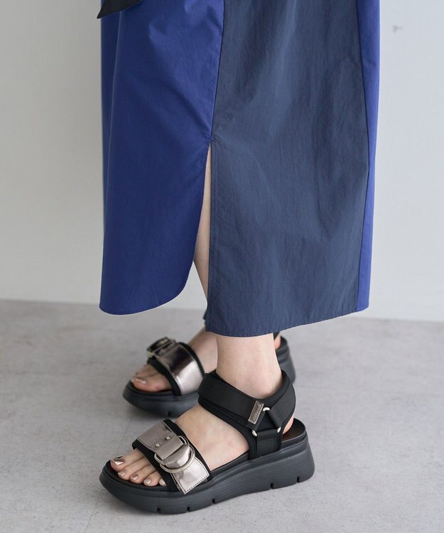 YECCA VECCA ベルト付きスキッパーシャツワンピース Blue