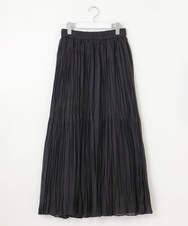 自由区 【接触冷感・洗える】ハンドワッシャープリーツ スカート ブラック