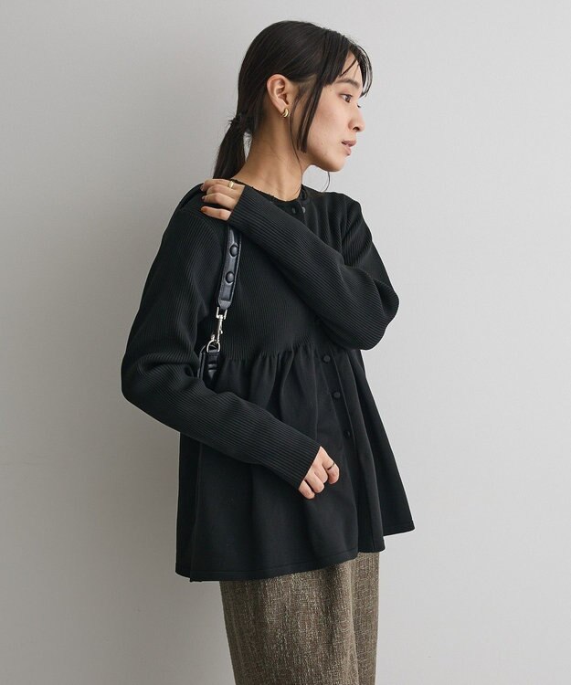 CRAFT STANDARD BOUTIQUE ポリエステルペプラムチュニック Black