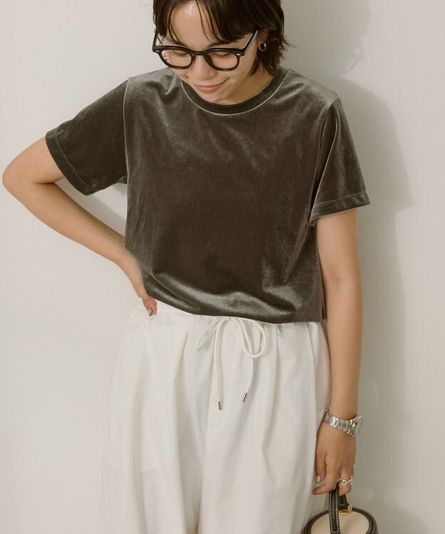 AMERICAN HOLIC ベロアTシャツ Charcoal Gray