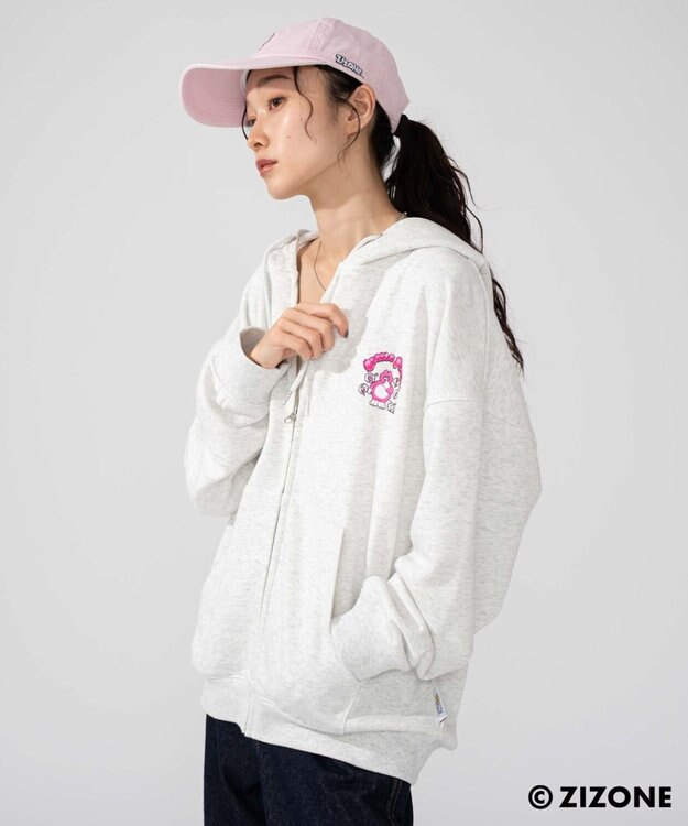 WEGO 【ユニセックス着用ITEM】別注ZIZONEグラフィックZIPパーカー アッシュグレー