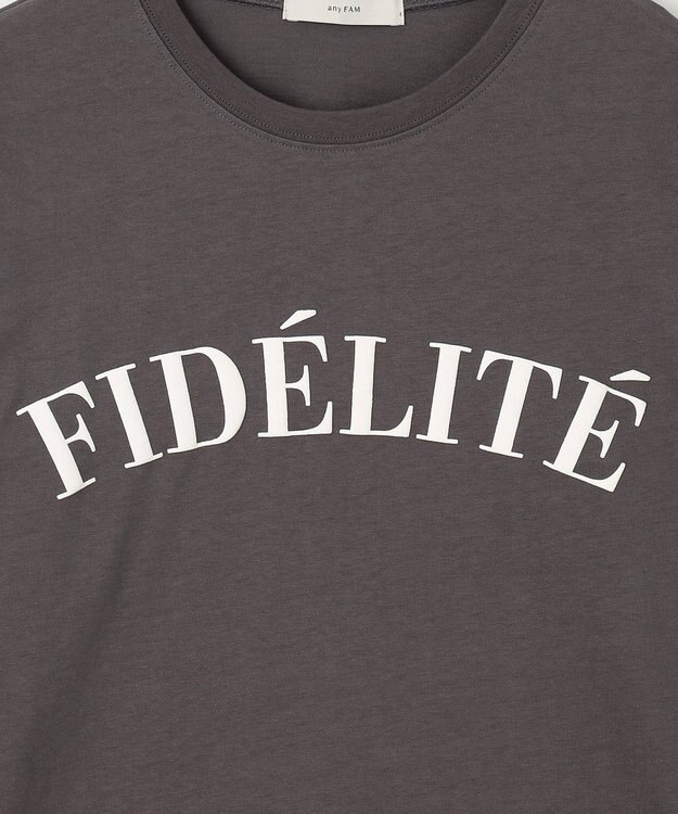 ANY L ロゴロングTシャツ チャコール×オフロゴ