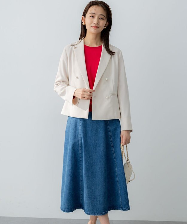 組曲 ライトデニム フレアスカート ライトインディゴ系