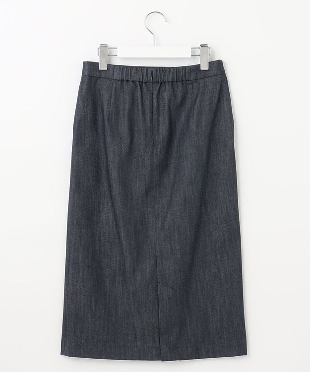 J.PRESS LADIES L 【洗える】 セルロースシャンブレー タイト ナロー スカート ネイビー系