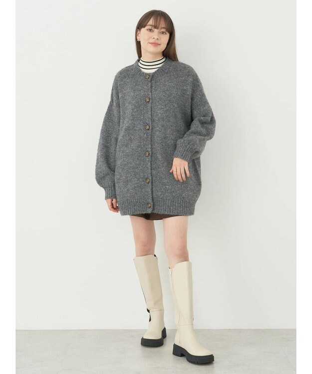 earth music&ecology ファンシーヤーンメランジカーディガン Dark Gray Mixture