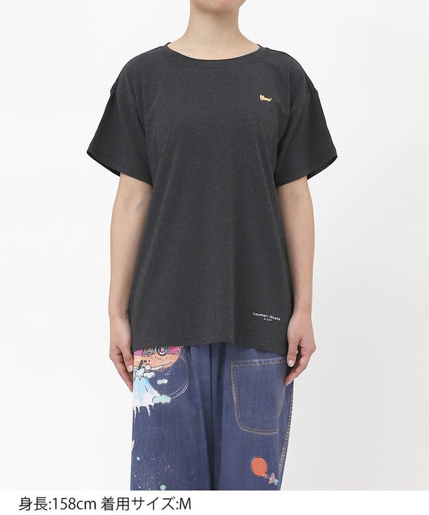 tsumori chisato SLEEP ツモリチサト トップス 4分袖 綿混(本体) 綿ベア天竺素材 Tシャツ レディース UTT155 /ワコール ブラック