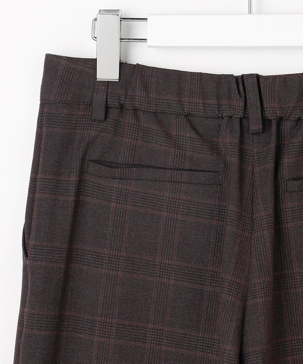 J.PRESS LADIES L アルガンシルク チェック クロップド パンツ チャコールチェック系