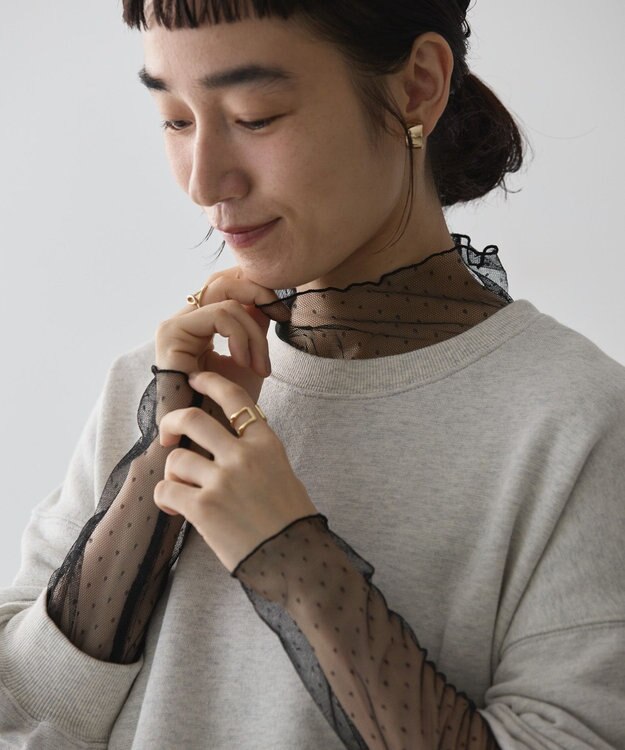 AMERICAN HOLIC ドットチュールハイネックプルオーバー Black