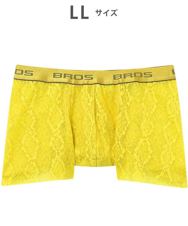 WACOAL MEN ボクサーパンツ【レースボクサー】フロント快適グラマラス 通気性 フリーなカッティング(裾部分) 前閉じ レース 下着 GT3341 /ブロス バイ ワコールメン イエロー