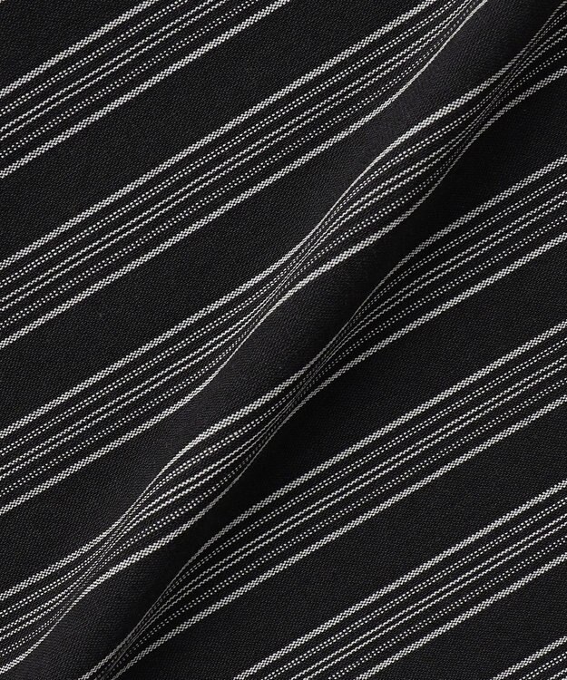 J.PRESS YORK STREET 【WOMEN】リネンストライプ イージーワイド パンツ ブラック系1