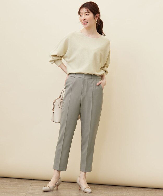 ANY SIS 【洗える】パフスリーブラメ ニット イエロー