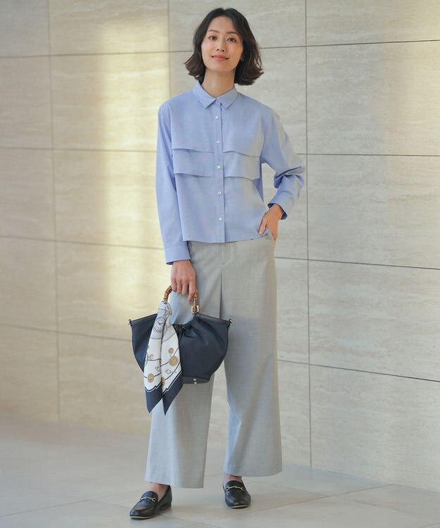 J.PRESS LADIES L トロピカルストレッチ ワイド パンツ グレー系