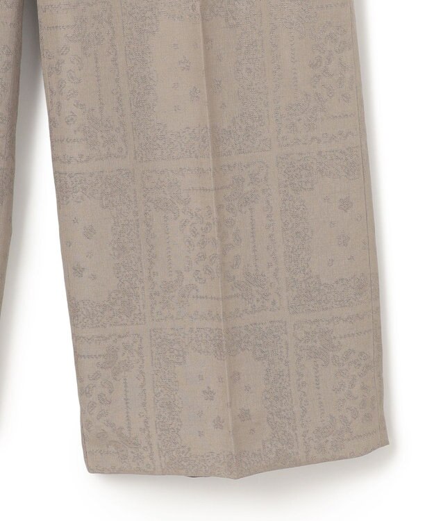 ICB L 【日本製・洗える】ペイズリーレノクロス ワイドストレートパンツ クリームブラウン系