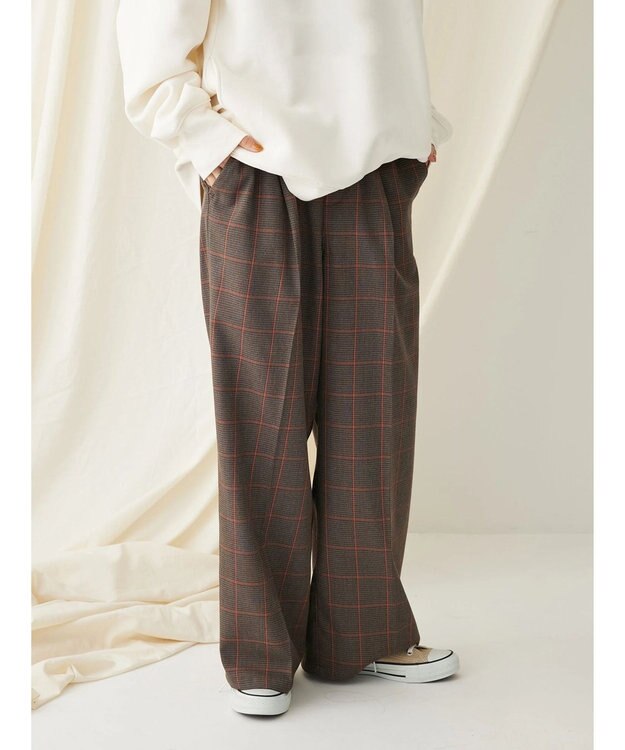 CRAFT STANDARD BOUTIQUE センタープレスチェックパンツ Check Brown
