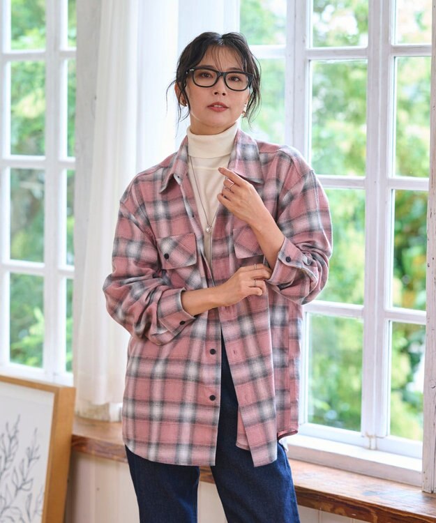 WEGO 【2025年秋冬新作/SMLサイズ展開/ユニセックス着用ITEM】オンブレチェックネルシャツ（LS） 柄5