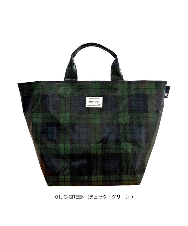 ROOTOTE 3608【ラミネート加工】EU.デリ.ラミネート-T 01：チェック・グリーン