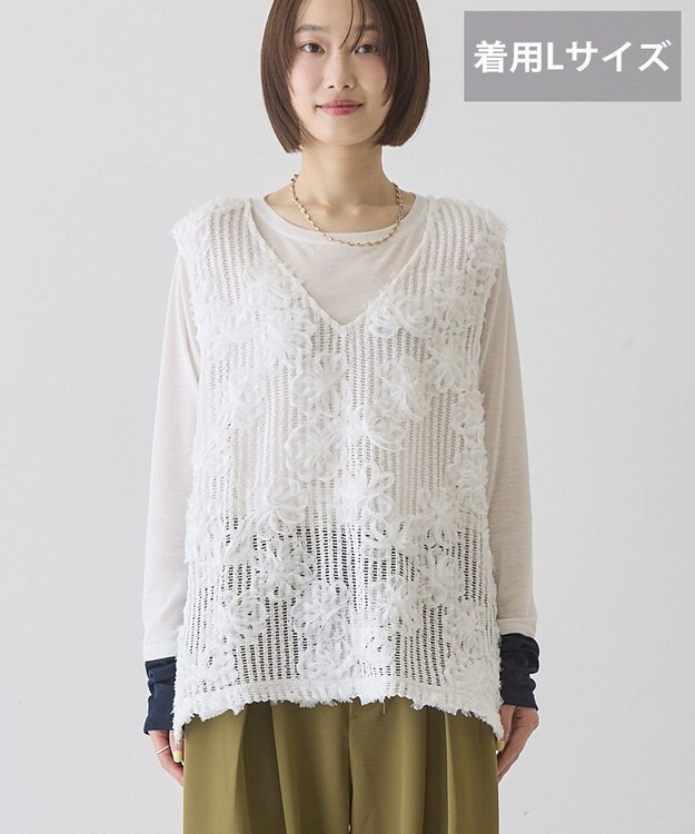 AMERICAN HOLIC 【選べる丈】Ｖネックレースベスト Off White