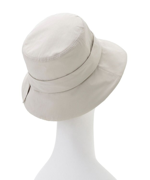 MOONBAT 【遮光100％・遮熱】FURLA(フルラ)リボン巻きダウン ハット 帽子 ロゴチャーム サイズ調整 撥水性 ベージュ