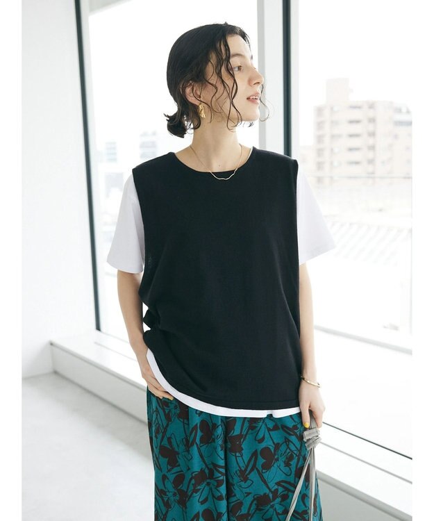 CRAFT STANDARD BOUTIQUE ＳＥＴ　カットプルオーバー＋ニットベスト Black