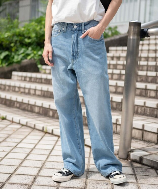 WEGO 【ユニセックス着用ITEM/SMLサイズ展開】デニムストレートパンツ デニム淡色