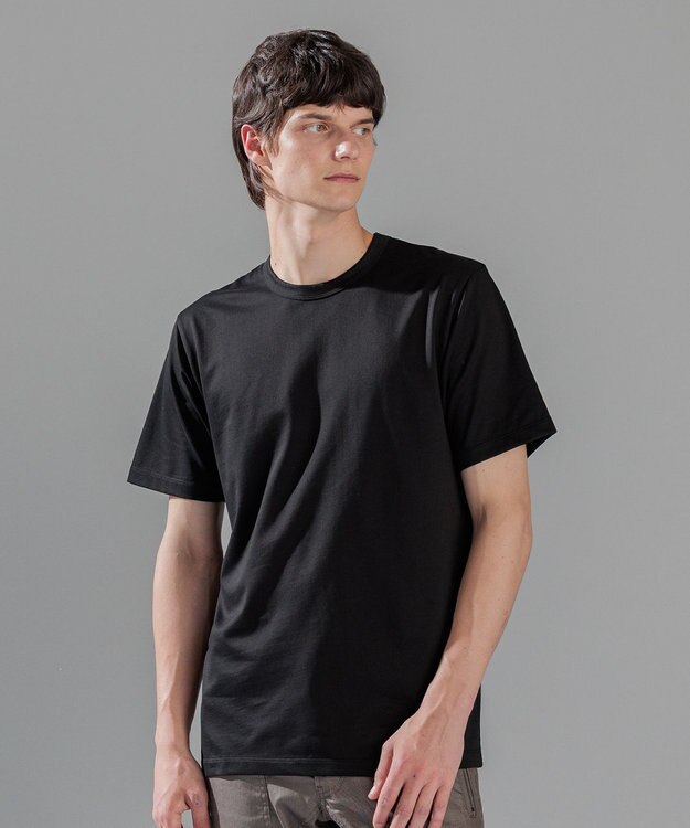 JOSEPH HOMME 【LEON 掲載】スビンソフトジャージー　クルーネック半袖カットソー ブラック系