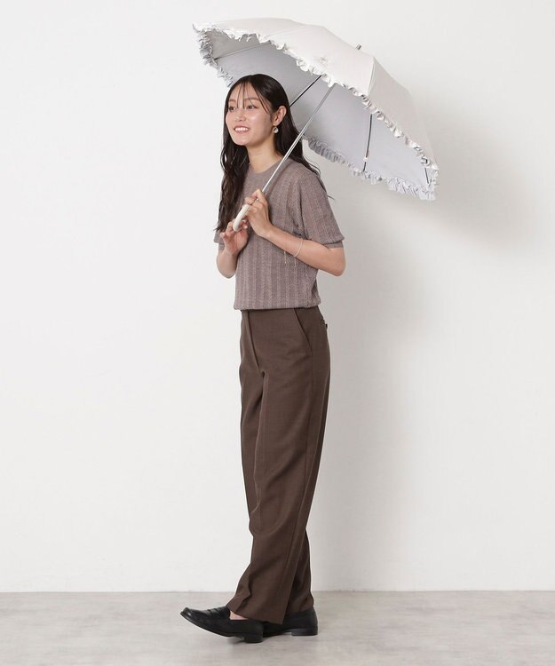 MOONBAT 【一級遮光/晴雨兼用/遮熱/UV】PAUL&JOE ACCESSOIRES(ポール & ジョー)晴雨兼用日傘 クリザンテームワンポイントフリル オフホワイト