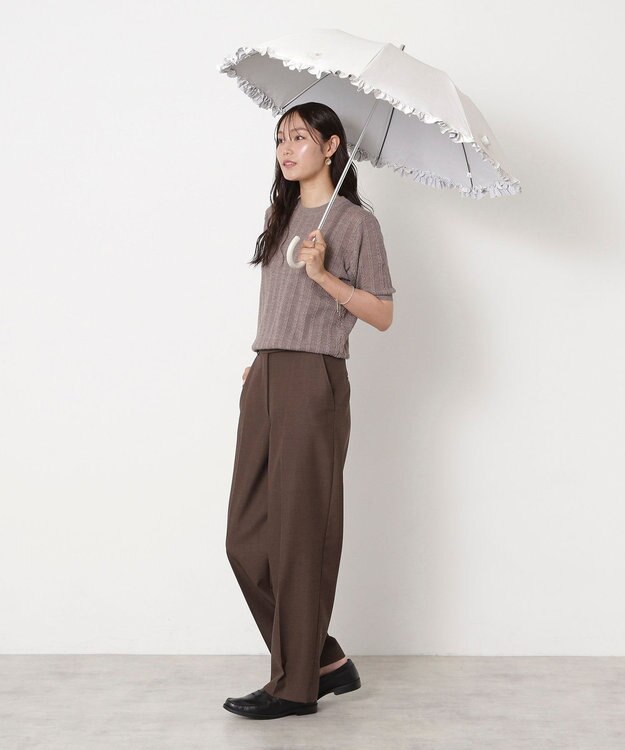 MOONBAT 【一級遮光/晴雨兼用/遮熱/UV】PAUL&JOE ACCESSOIRES(ポール & ジョー)晴雨兼用日傘 クリザンテームワンポイントフリル オフホワイト