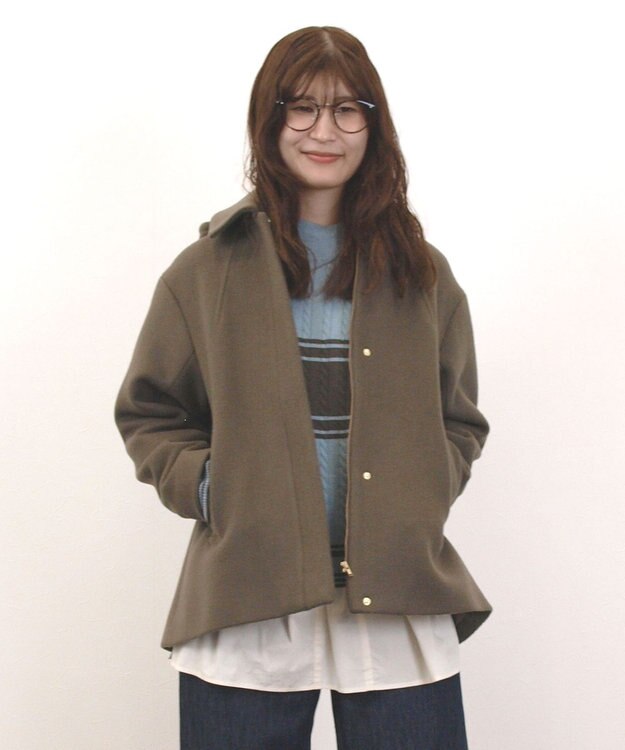 J.PRESS YORK STREET 【WOMEN】2WAY メルトン ショートコート ブラウン系