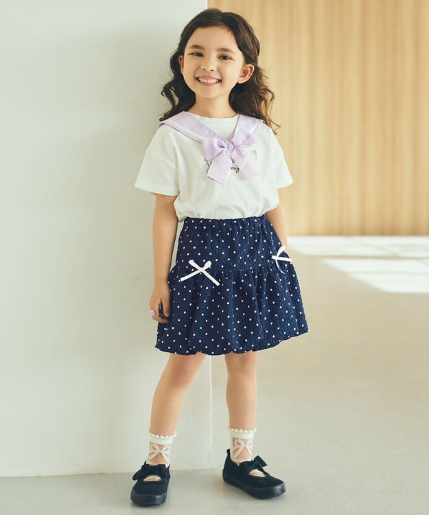 ANY KIDS 【綿100%/接触冷感】ひんやり 2WAY セーラーTシャツ オフホワイト