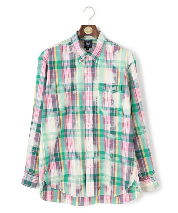 J.PRESS MEN 【J.PRESS ORIGINALS】India Madras Discharge Print Shirt オレンジ系3