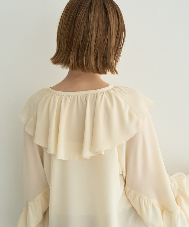 YECCA VECCA シアーラッフルブラウス Ivory