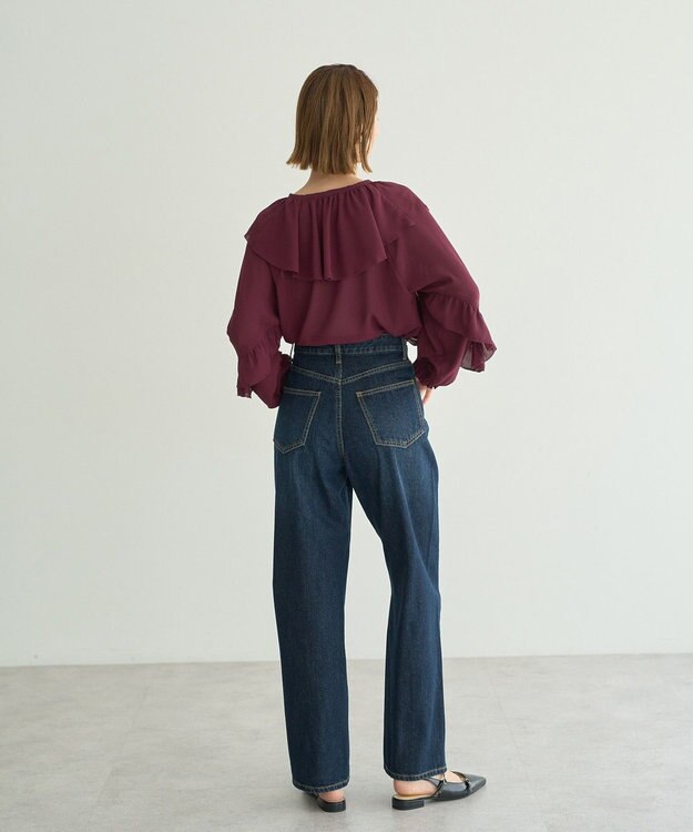 YECCA VECCA シアーラッフルブラウス Wine