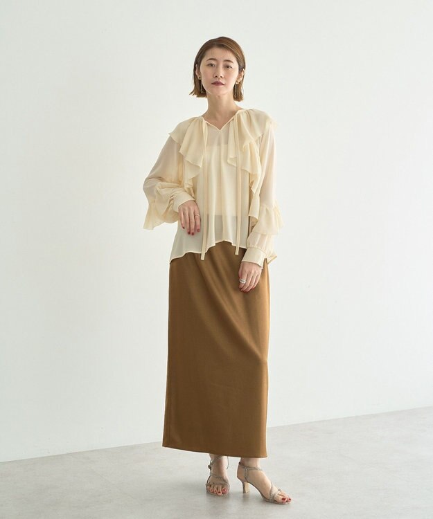YECCA VECCA シアーラッフルブラウス Ivory