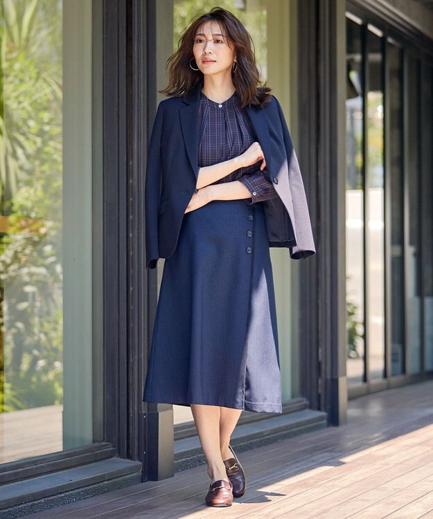 J.PRESS LADIES S T/Wジャージー テーラードジャケット ネイビー系