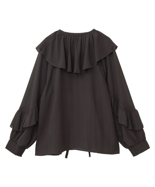 YECCA VECCA シアーラッフルブラウス Brown
