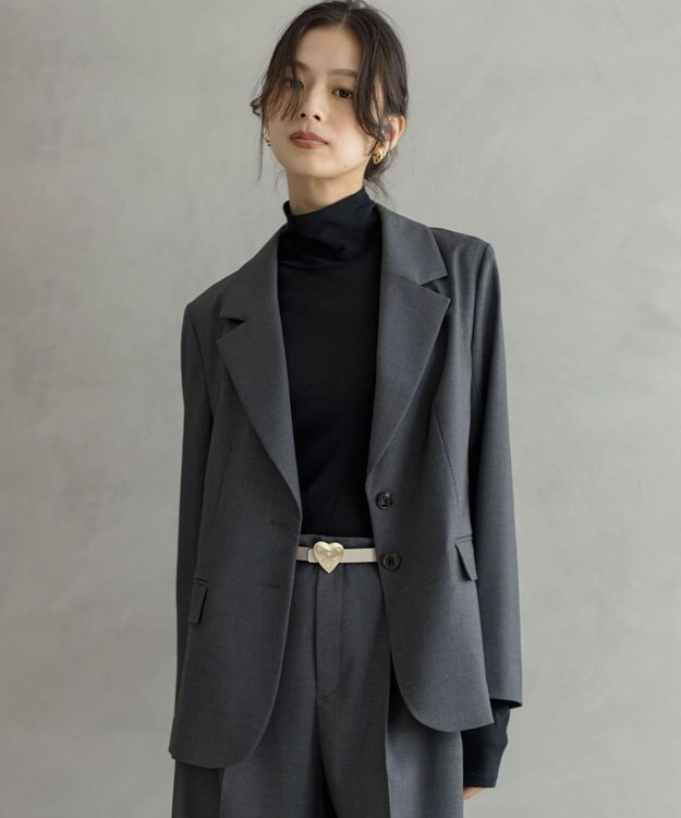 組曲 【加藤ローサさん着用】ハンサムツイル ジャケット チャコールグレー系