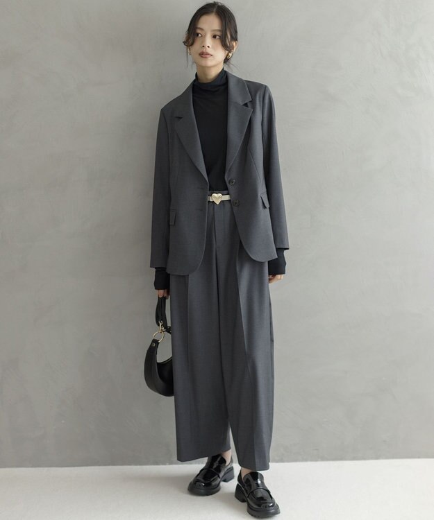 組曲 【加藤ローサさん着用】ハンサムツイル ジャケット チャコールグレー系