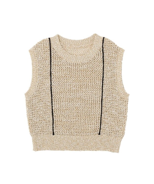 earth music&ecology 配色ラインＭＩＸニットベスト Beige