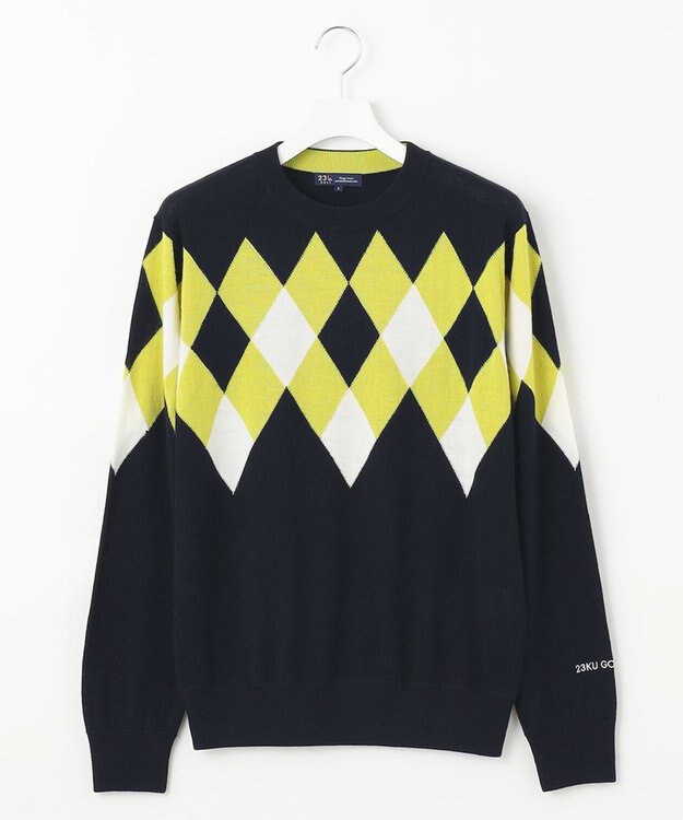 23区GOLF 【MEN】【洗える】ウールアクリル ランバス柄ニット ネイビー系