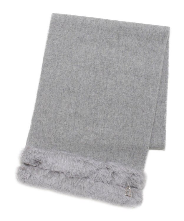 MOONBAT 【WEB限定】FURLA ウール100％×スノートップファーマフラー チャーム付き グレー