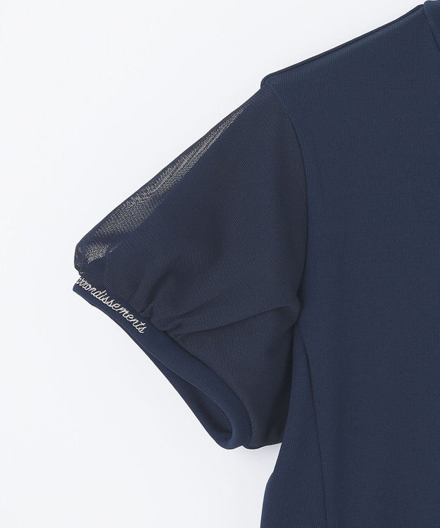 23区GOLF 【WOMEN】チュール袖 モックネックプルオーバー ネイビー系